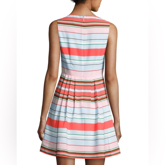 CeCe l Cynthia Steffe Claiborne Striped Rainbow Pleated Clearwater Aline Dress 0 - Picture 3 of 13